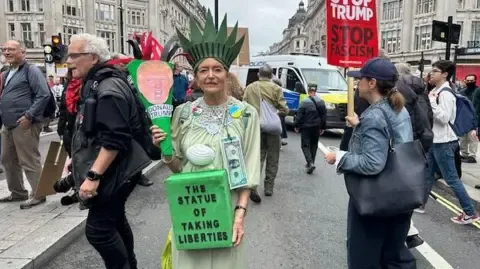 Thousands Protesters Converge in Downtown London to Challenge President Trump's Official UK Trip